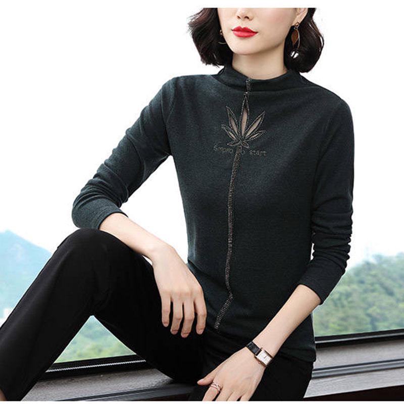 Women letter Embroidered Sweaters Hollow Rhinestone pullover long sleeve loose Velvet Sweaters warm
