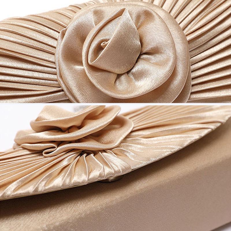 Ladies Elegance Luxury Clutch Bag Shoulder Bag Pleated Satin Wedding Evening Banquet