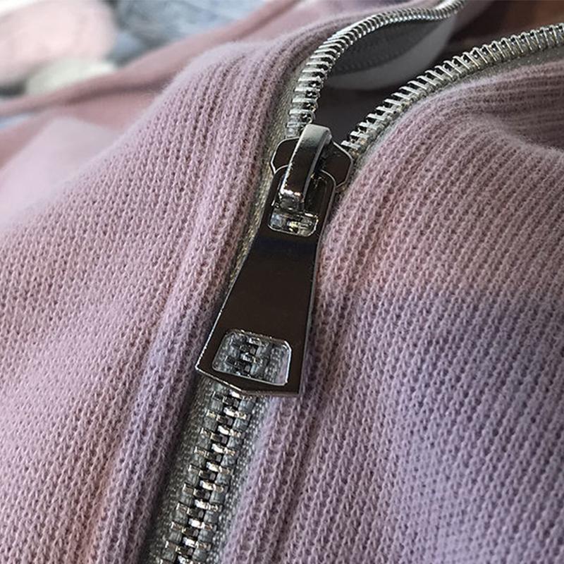 Women Korean Loose Sports and Leisure Two-piece Suit Autumn and Winter Plus Velvet Thick Zipper Sweater