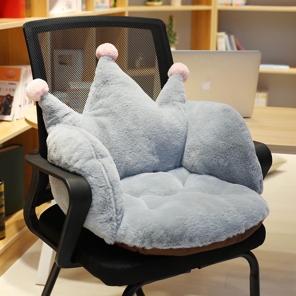Plush Crown Seat Cushion Chair Pad Fur for Home Office