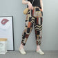 Cotton and Linen Harem Pants Women's Spring High Waist Loose Printed Carrot Pants Nine-point Plus Size Plaid Casual Pants