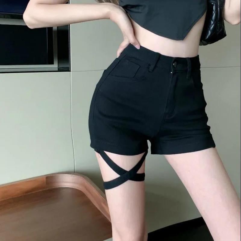 Summer Hong Kong Taste Design Denim Shorts Female Girl Sexy Leggings Ins Slimming Straight Wild