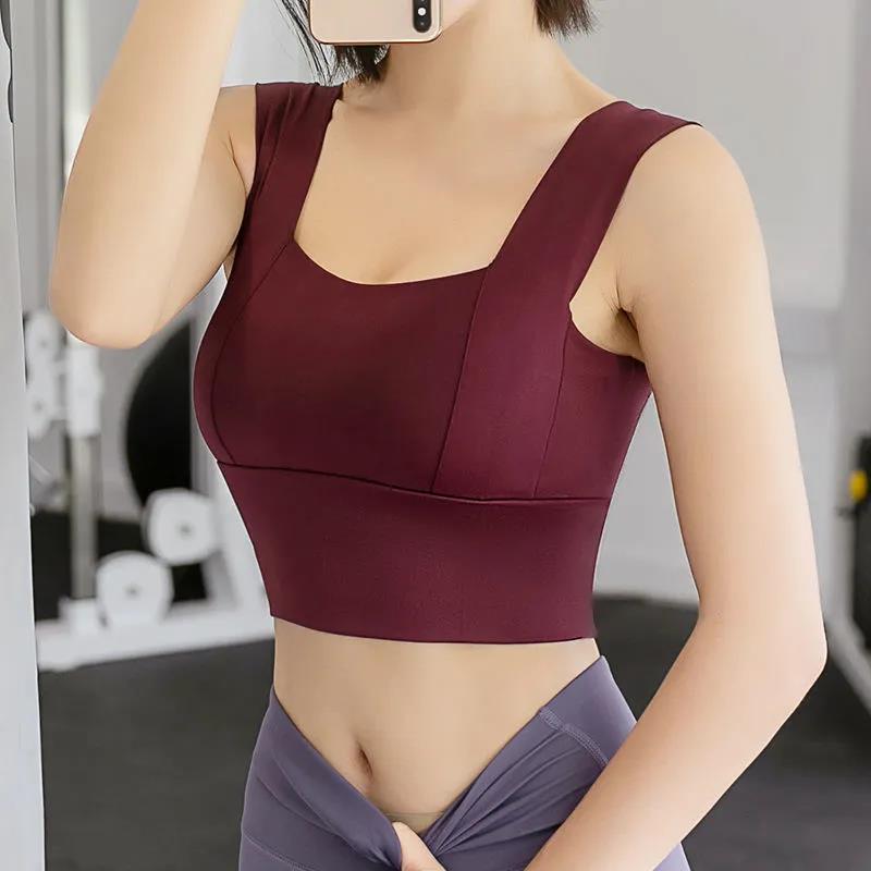 Women's Sports Bra Solid Color Sleeveless Halter Fitness Sling Anti-sliding Shock Absorption Outer Wear Yoga Bra