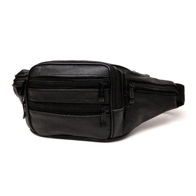 Genuine Leather Waist Bag Men's and Women's Crossbody Multifunctional Waterproof Mobile Phone Bag Cashier Waist Bag