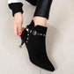 Autumn Winter Thick with High-heeled Ankle Boots Women Plus Velvet Pointed Short Boots Martin Boots