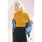 Chic Simple Color Knitwear High-collar Slim Bottoming Crop Top Long Sleeve Pullover Sweater