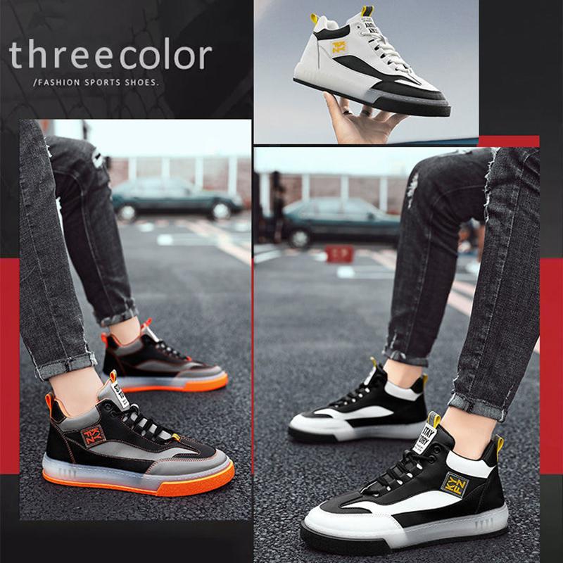 Summer Men's Breathable Heighten Shoes Trendy High Top Men's Tennis Shoes Sports and Leisure Student Basketball Board Shoes