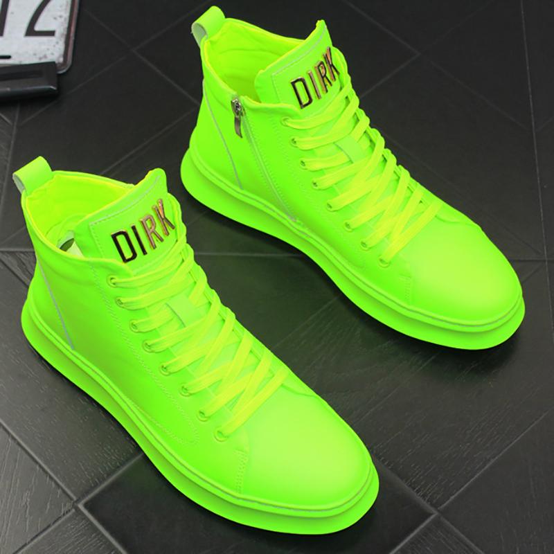 Men's Four Seasons Trendy Shoes Patent Leather Bright Leather Sneakers Boys High-top Casual Shoes