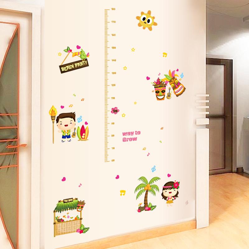 [Wall stickers] DIY beach party children height measurement wall stickers for kids rooms nursery bed
