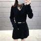 Autumn and Winter Fake Two-piece Mid-length Sweater Women Loose Waist Bottoming Sweater Skirt Lace Collar
