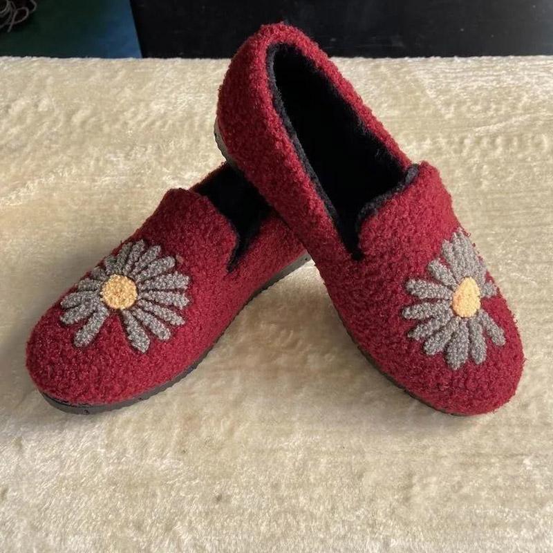 Cotton Shoes Women's Autumn and Winter Warm Plus Velvet Low-top Flat Home Shoes Non-slip Slip-on Shoes