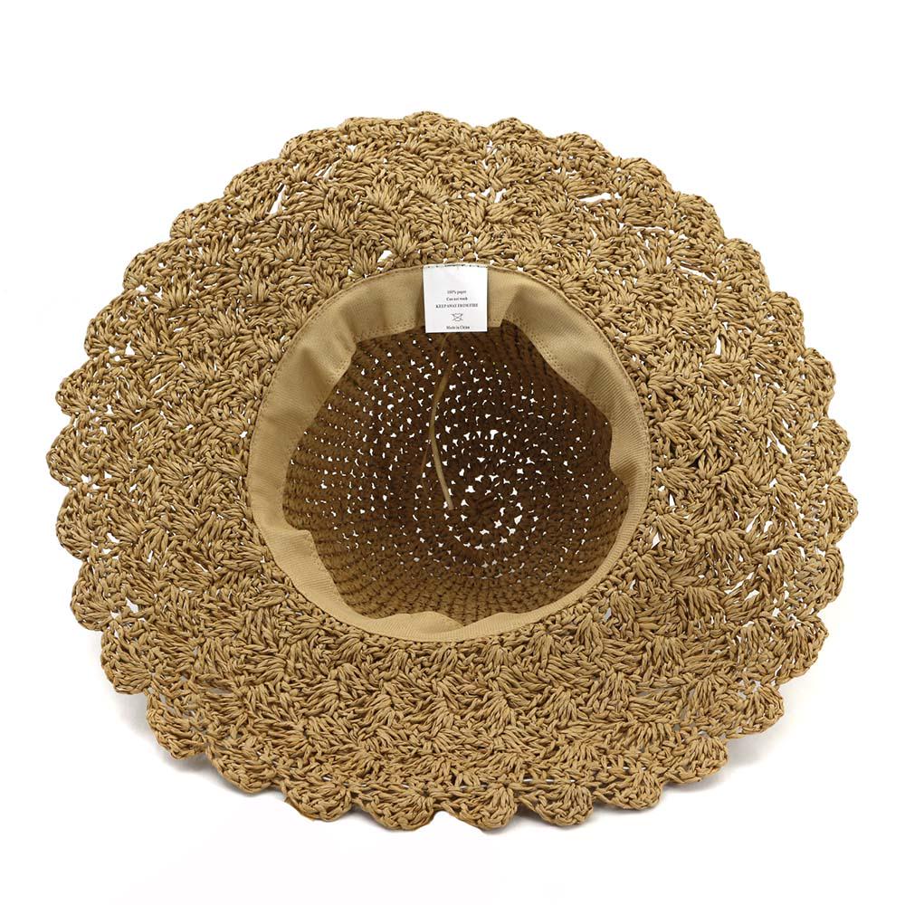 Women Summer Beach Wave Edge Sunshade Women's Straw Hat Handmade Hat