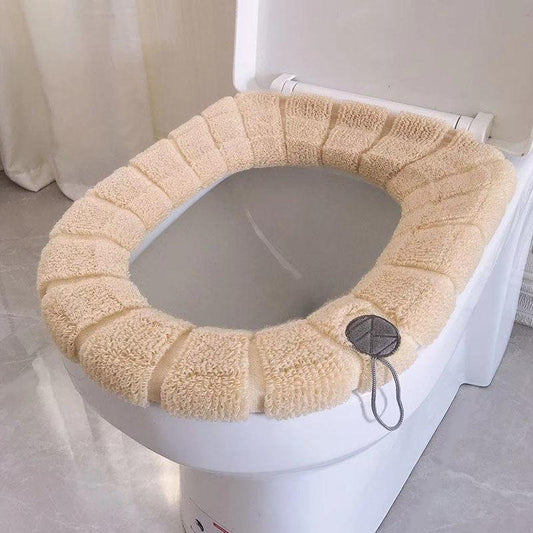 Four Seasons Universal Toilet Seat Cushion with Handle Ring Cushion Thickened Plus Velvet Warm Cushion Household Toilet Seat Cover To Keep Warm