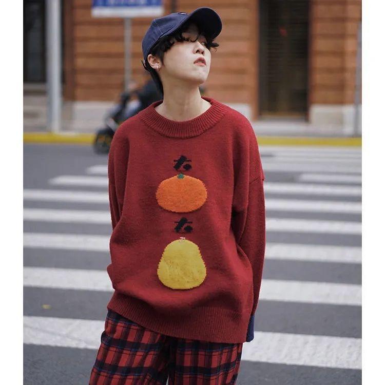 Japanese Lazy Style Korean Cute Round Neck Pullover Fall Loose Casual All-match Outer Jacket Trend