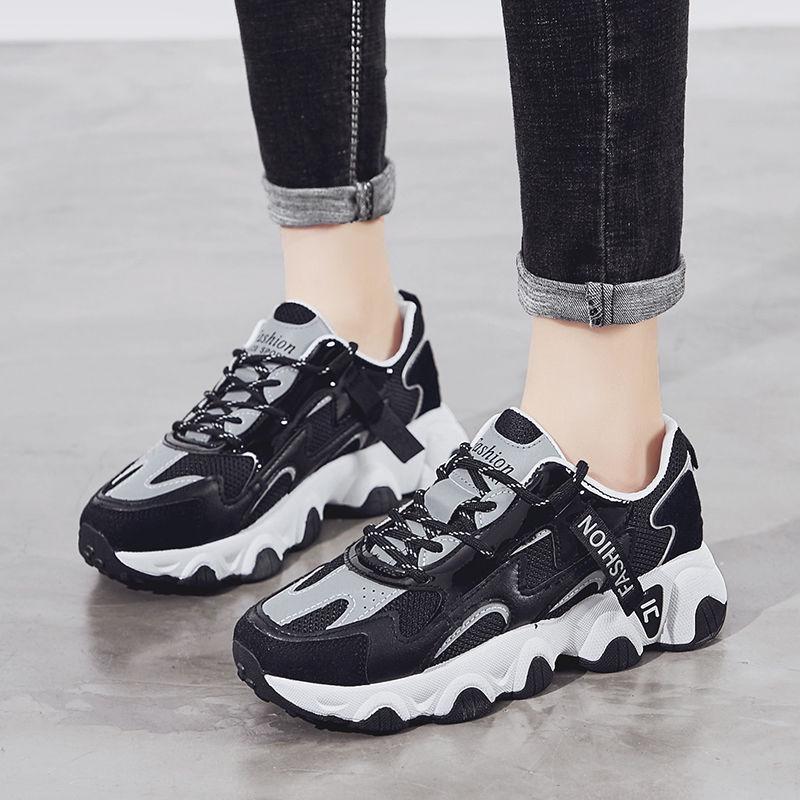 Spring Women's Shoes Sports Shoes Female Students Korean Version of The Ins Super Fire Daddy Shoes Running Casual Shoes