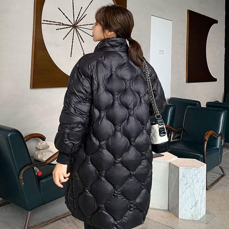 Women's Long Winter Jacket Stand Collar Windproof Warm Down Jacket Oversized Cotton Padded Parka