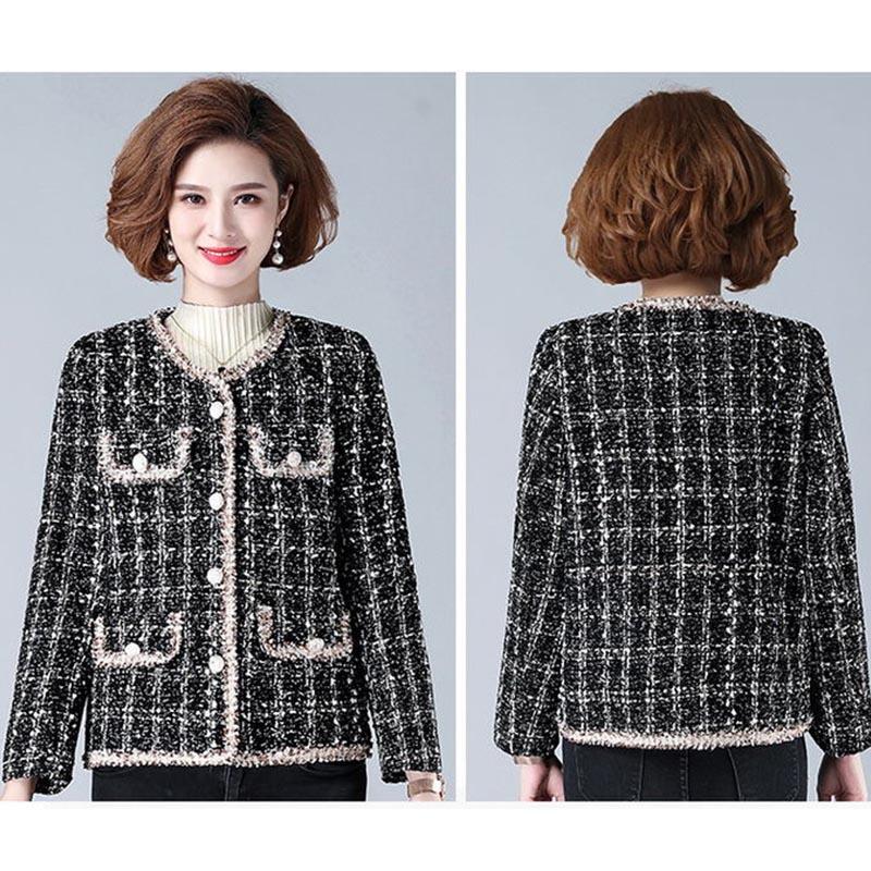 Spring Coat Women's Western Style Noble Short Jacket Middle-aged and Elderly Large Size Tooling Top