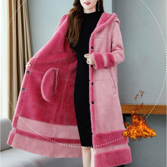 Women Winter Warm Faux Fur Coat Thick Women Long Hooded Coat Women Warm Fleece Lining Coat