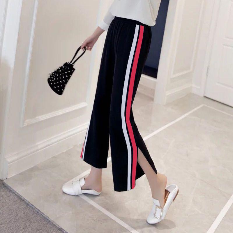 Wide-leg Pants Girls Sports Leisure Loose Nine-point High-waist Students All-match Straight-leg Pants