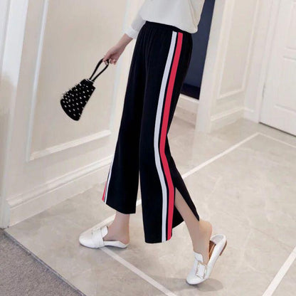 Wide-leg Pants Girls Sports Leisure Loose Nine-point High-waist Students All-match Straight-leg Pants