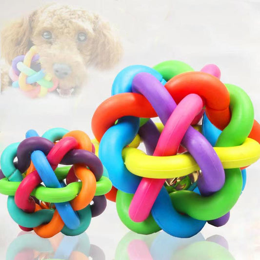 Molar Teeth Sound Bite-resistant Rope Ball Cat Pet Products Toys Teddy Puppy Dog Toys Pet Supplies Multicolor Braided Bell Ball Cat Play Tools