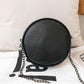 Tassel Rivet Round Bag Metal Chain Pu Leather Messenger Bag Women Outing Trip Crossbody Bags Black