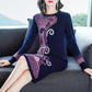 Autumn Winter High-end Women Thick Sweater Long Round Neck Print Long-sleeved Sweater Dress Slim Stretch Warm Base Pullover Sweater