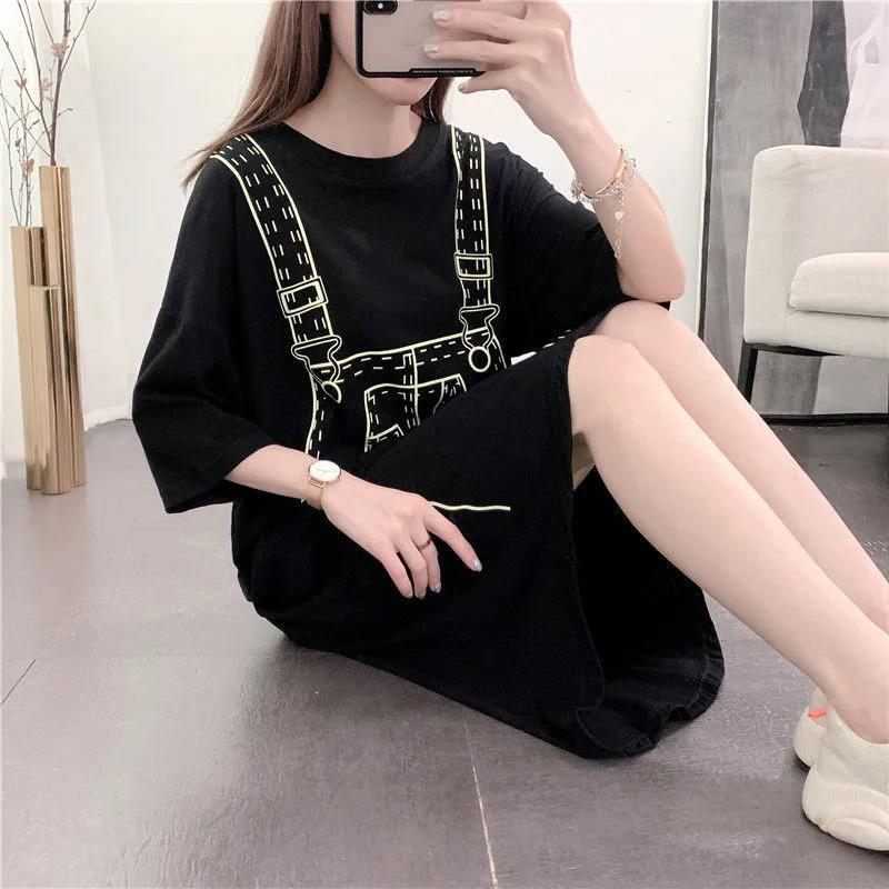 Women  T-shirt Dress Girl Loose O-Neck Casual Long Big Loose Home Comfort Outer Convenient Nightdress pajamas