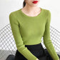 All-match Solid Color Top Women's Thin Soft and Comfortable Sweater Round Neck Pullover Tight-fitting Thin Inner Base Shirt