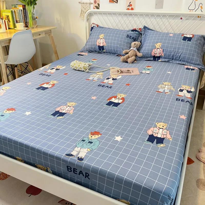 Beds Three-piece Cotton Pillow Bag Cover 1.5 Meters 1.8 Bed Seat Meng Si Dust-proof Cover Bedding Products Fresh Net