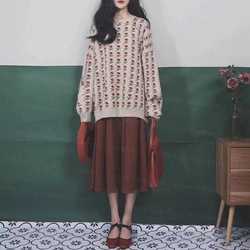 Retro Hooded Christmas Sweater Female Student Korean Loose Casual All-match Outer Wear Thick Autumn  Winter