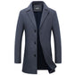 Winter Men Fashion Woolen Coat Casual Long Sleeve Solid Woolen Outwear Coat Male Long Overcoat 2019