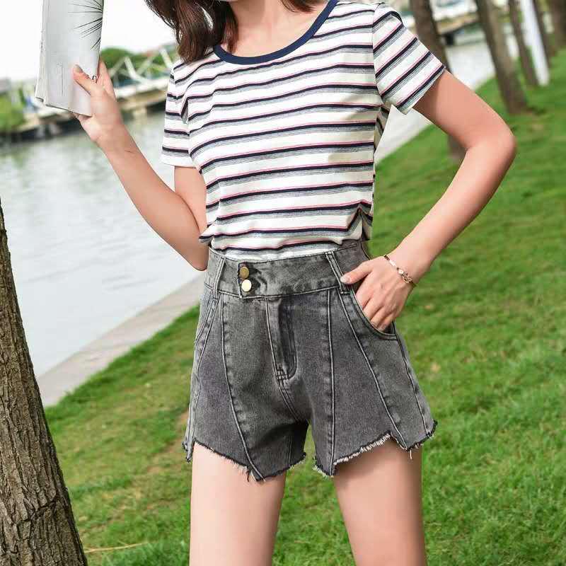 WTEMPO Denim Shorts Women's High Waist Summer Students All-match Thin and Loose A-line Wide-leg Pants