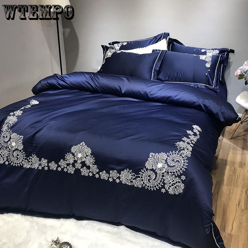 Luxury Duvet Cover Bedding Set Comforter Sets Double Bed Linen Linen Silk Pillowcase 4pcs