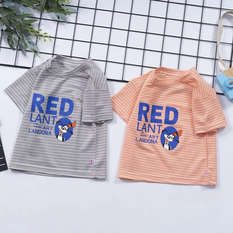 Children's Short-sleeved T-shirt Summer Thin Section Cool Body Cool and Breathable Children's Striped T-shirt Children's Vest