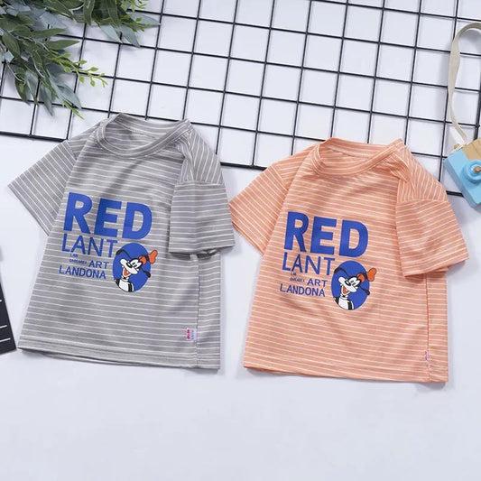 Children's Short-sleeved T-shirt Summer Thin Section Cool Body Cool and Breathable Children's Striped T-shirt Children's Vest