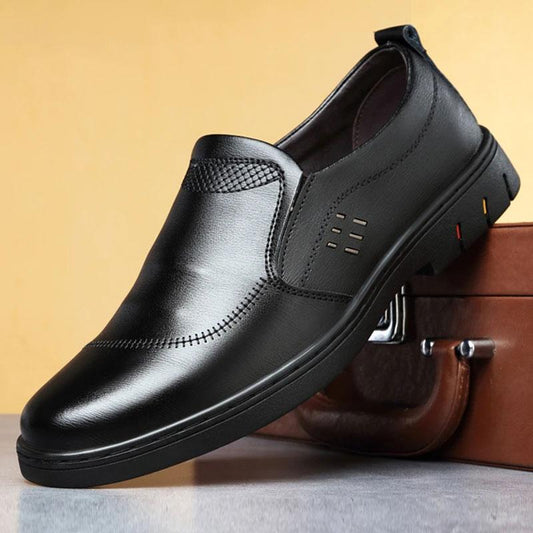 Cowhide Shoes Men's Casual Shoes Peas Shoes Lazy Pedal Dad Middle-aged and Elderly Shoes Men's Shoes Non-slip Walking Shoes Formal Business Shoes