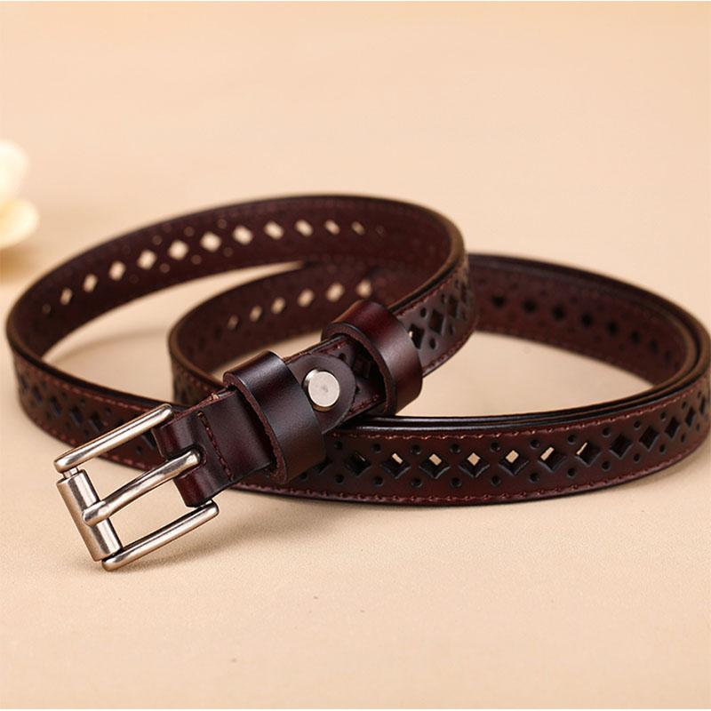 Hollow Ladies Leather Belt Belt Slim Fitted Skirt Leather Pants White Versatile