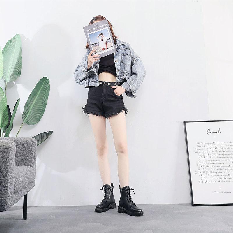 Waterproof Genuine Leather Boots Female British Style Autumn  Winter Chunky Heel Boots Plus Velvet Ankle Boots Outdoor Working Boots