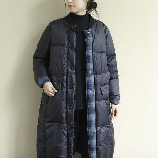 Lightweight and Versatile Loose Large Size Stand-up Collar and Long Coat Down Jacket Women