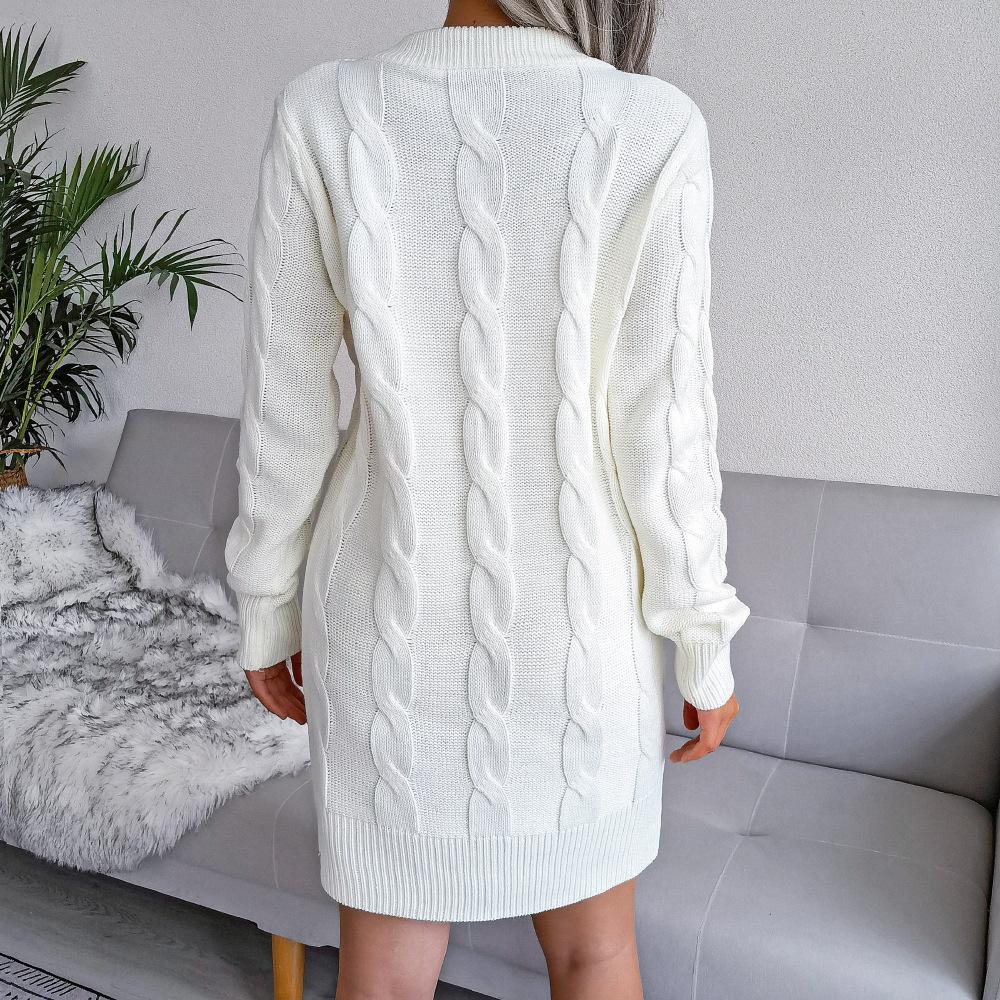 Sweater Women Twist Bag Hip Pullover Knitwear Solid Color Top Trending Sweater Dress European and American Style Casual Jumper