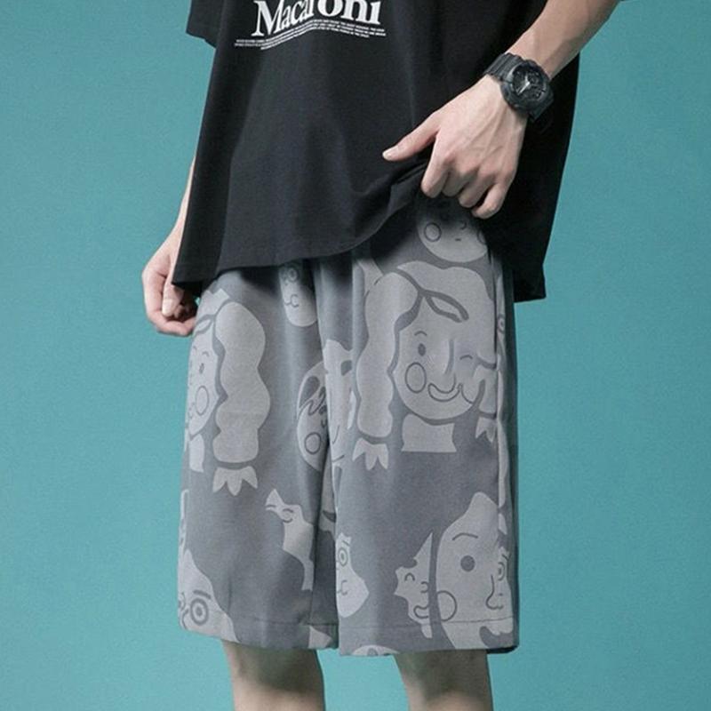 Summer Literary Casual Shorts Men Wear Hip-hop Five-point Pants Korean Version of The Trend Straight Loose Beach Pants
