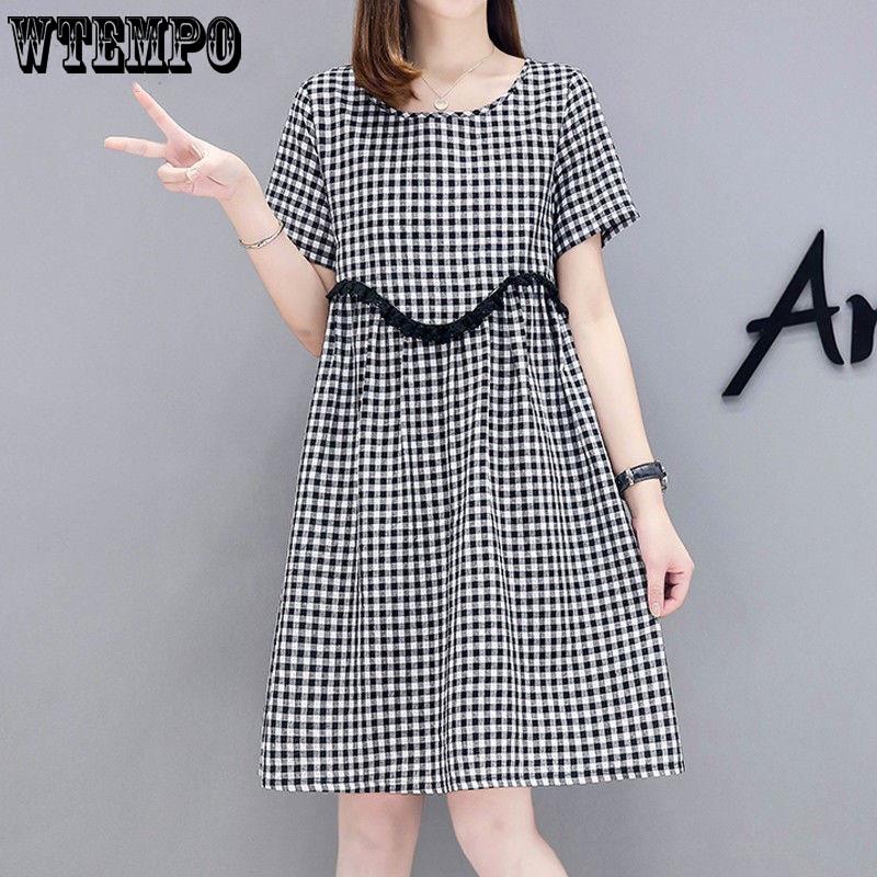 Dress Female Summer Dresses Long Casual Loose High Waist Doll A Word Clthing