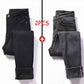 2pcs Plus Velvet Padded Jeans Women's High Waist Slimming Trousers Warm Solid Color Plus Size Slim Trousers with Elastic Fashion Two Pieces