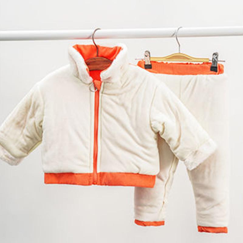 Girls' Suit Autumn and Winter Fashion Western Style Plus Velvet Thick Corduroy Two-piece Girl Casual Warm Cotton Clothes