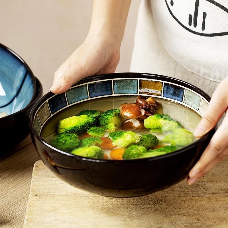 Large Bowl of Soup Bowl Noodle Bowl Nordic Creative Household Tableware Ceramic Bowl Large Rice Bowl Soup Pot