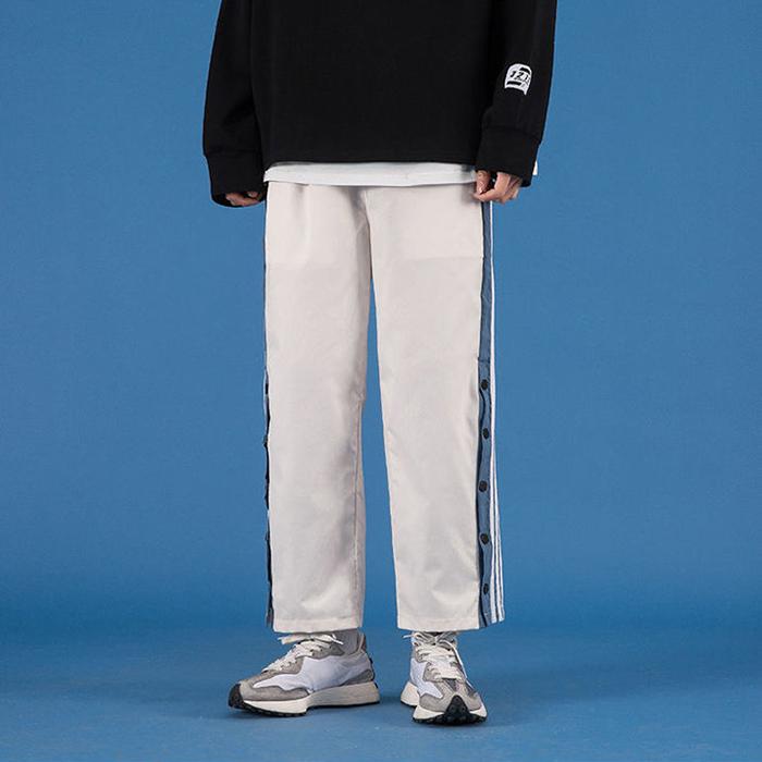 WTEMPO Men's Buttoned Pants Straight Basketball Sweatpants Plus Size Loose Casual Pants