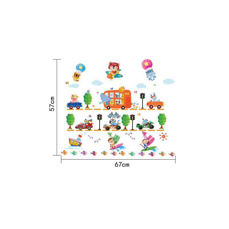 [Wall sticker ]Cartoon Animal Bus Wall Stickers For Kids Rooms Baby Child Bedroom Nursery Living Roo