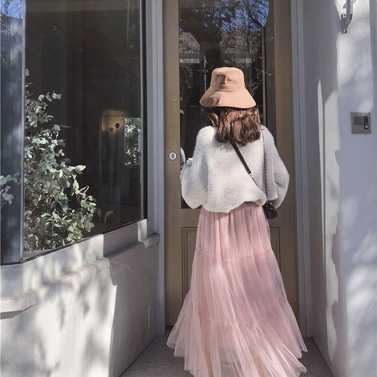 Pofulove Mohair Girly Ruffles Cuffs Turtleneck Warm Knitwear Skin-friendly Losse Pullover Sweater