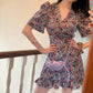 Women's Summer Short French Elegant Retro Waist Slim V-neck Little Fresh Floral Dress